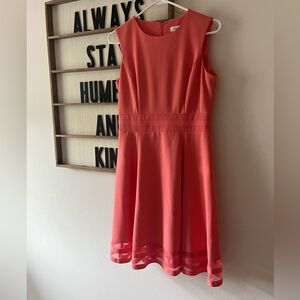 CALVIN KLEIN Peach Dress w/ Mesh Detailing